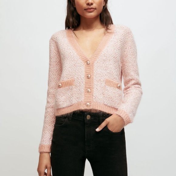 Maje DECORATIVE KNIT CARDIGAN Sz US8 - Picture 11 of 13